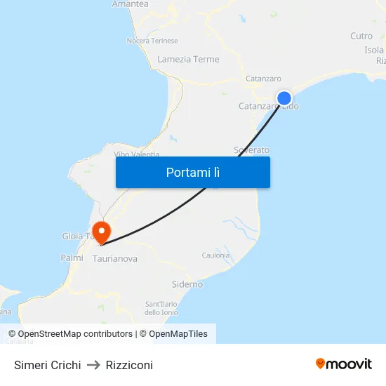 Simeri Crichi to Rizziconi map