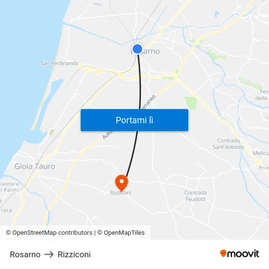 Rosarno to Rizziconi map