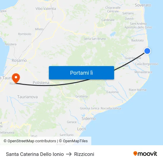 Santa Caterina Dello Ionio to Rizziconi map