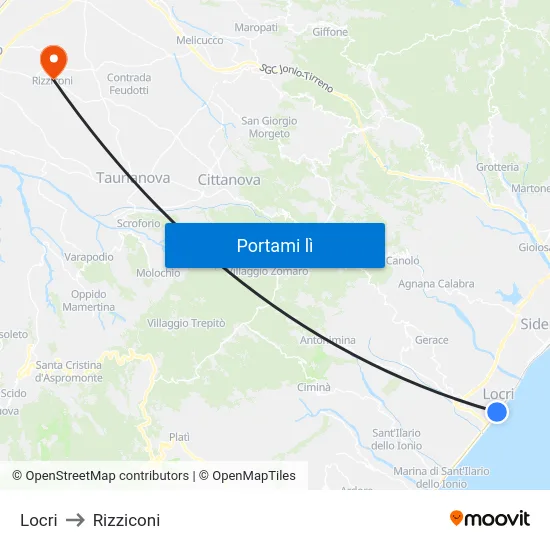 Locri to Rizziconi map
