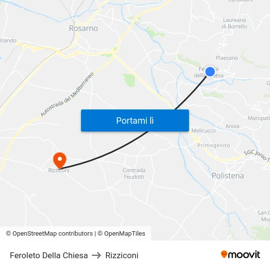 Feroleto Della Chiesa to Rizziconi map