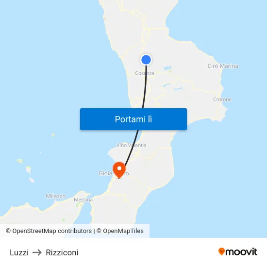 Luzzi to Rizziconi map