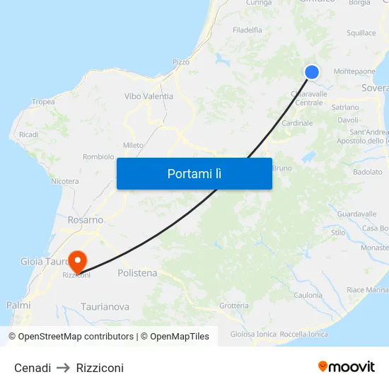 Cenadi to Rizziconi map