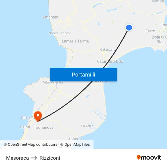 Mesoraca to Rizziconi map