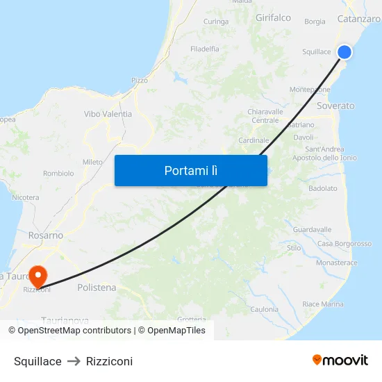 Squillace to Rizziconi map