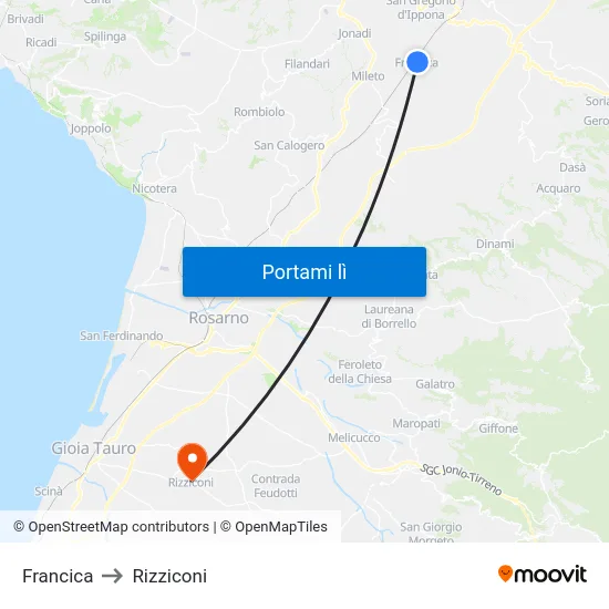 Francica to Rizziconi map