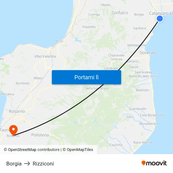 Borgia to Rizziconi map