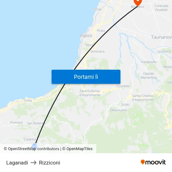 Laganadi to Rizziconi map