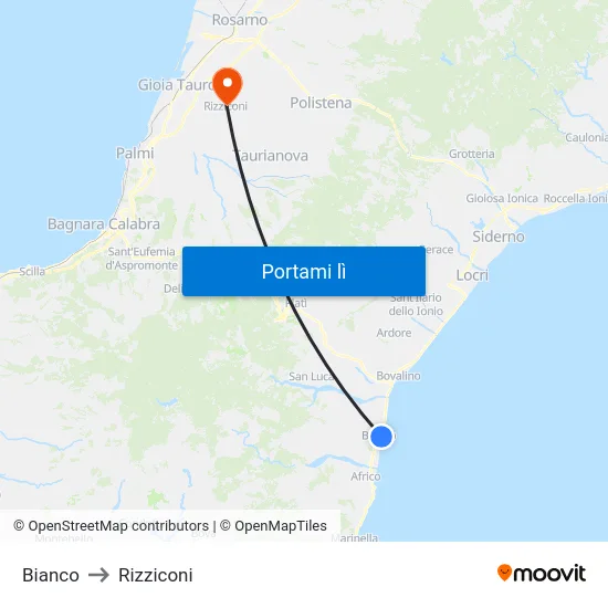 Bianco to Rizziconi map