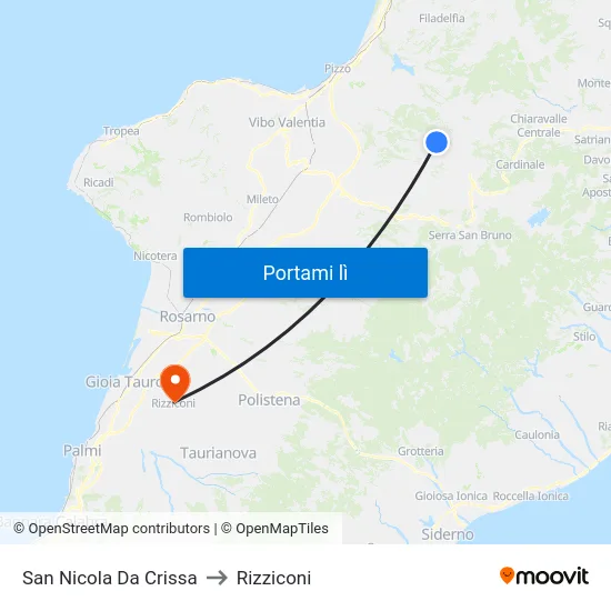 San Nicola Da Crissa to Rizziconi map