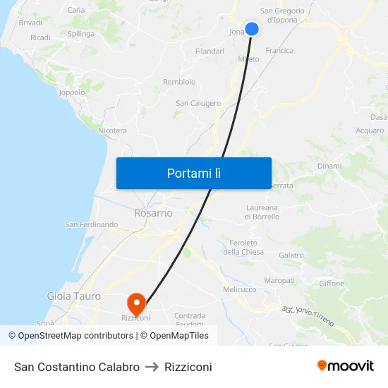 San Costantino Calabro to Rizziconi map