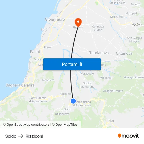 Scido to Rizziconi map