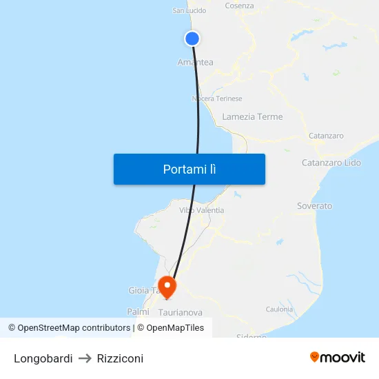 Longobardi to Rizziconi map