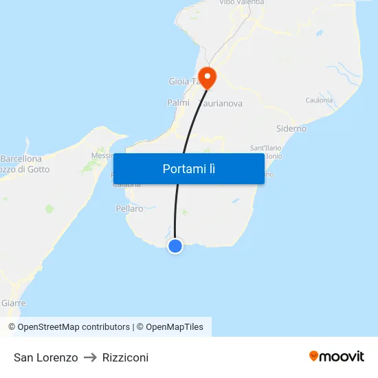 San Lorenzo to Rizziconi map