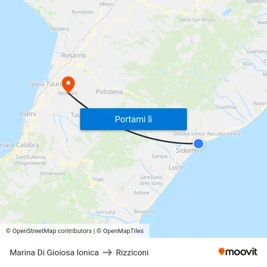Marina Di Gioiosa Ionica to Rizziconi map