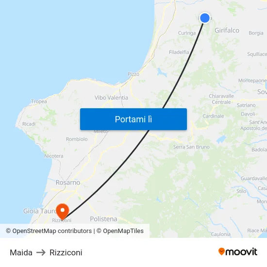 Maida to Rizziconi map