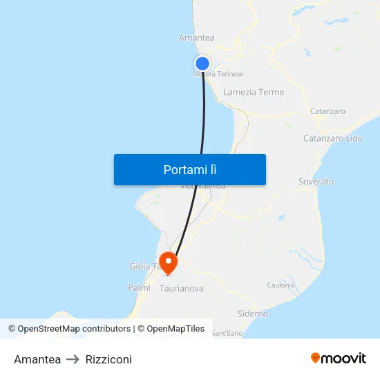 Amantea to Rizziconi map