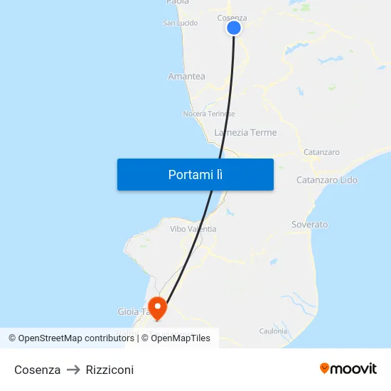 Cosenza to Rizziconi map