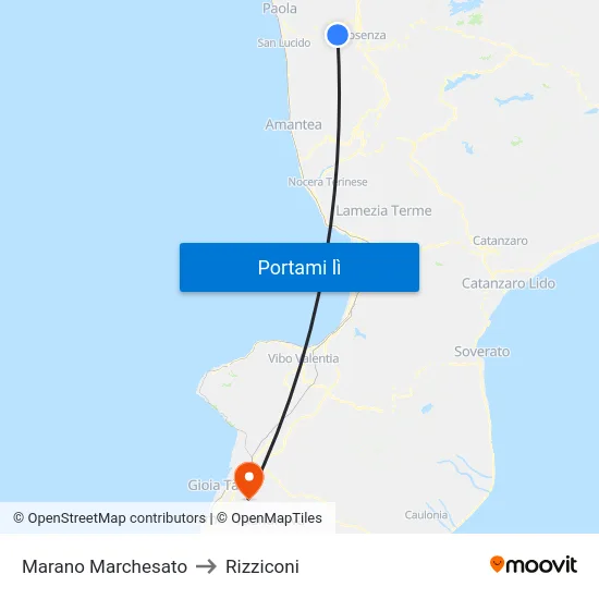 Marano Marchesato to Rizziconi map