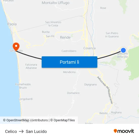 Celico to San Lucido map