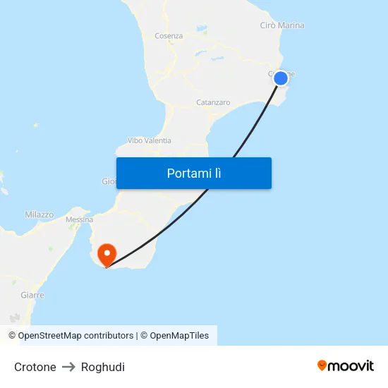 Crotone to Roghudi map