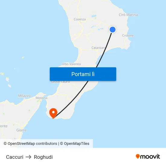 Caccuri to Roghudi map