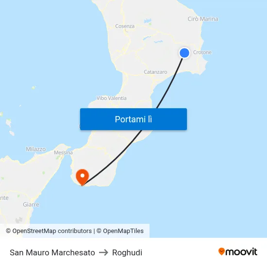 San Mauro Marchesato to Roghudi map