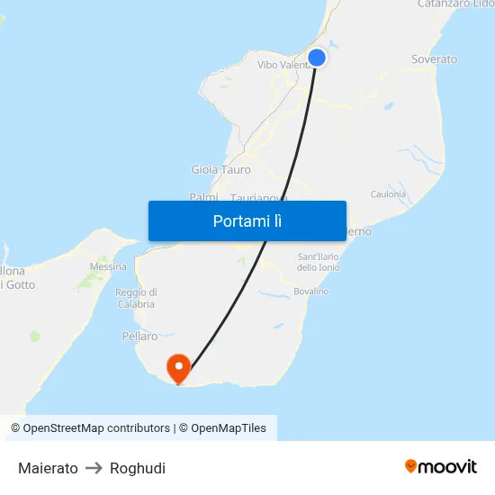 Maierato to Roghudi map