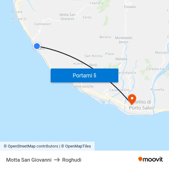 Motta San Giovanni to Roghudi map