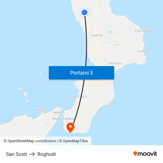 San Sosti to Roghudi map