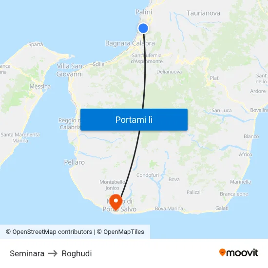 Seminara to Roghudi map