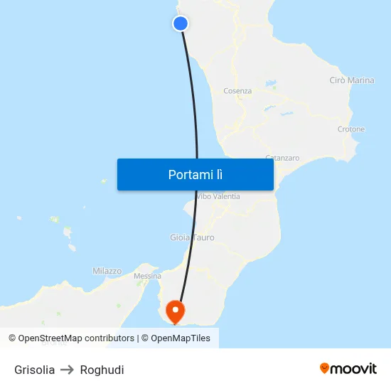 Grisolia to Roghudi map