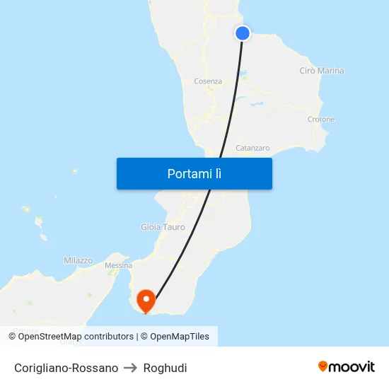 Corigliano-Rossano to Roghudi map