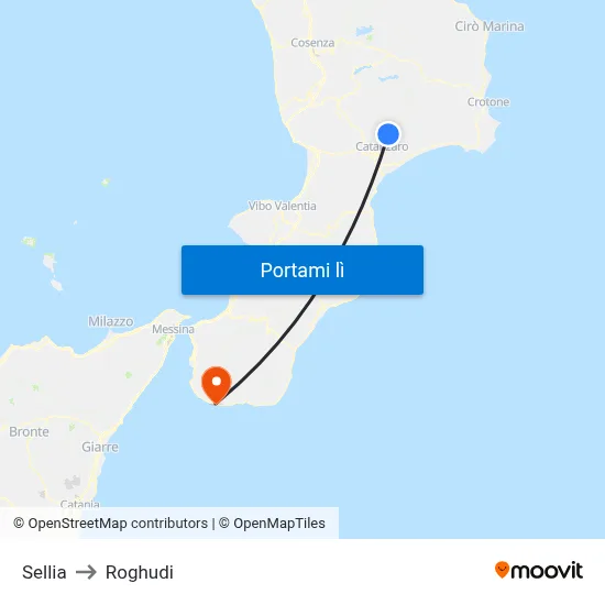 Sellia to Roghudi map