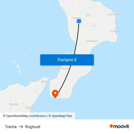 Trenta to Roghudi map
