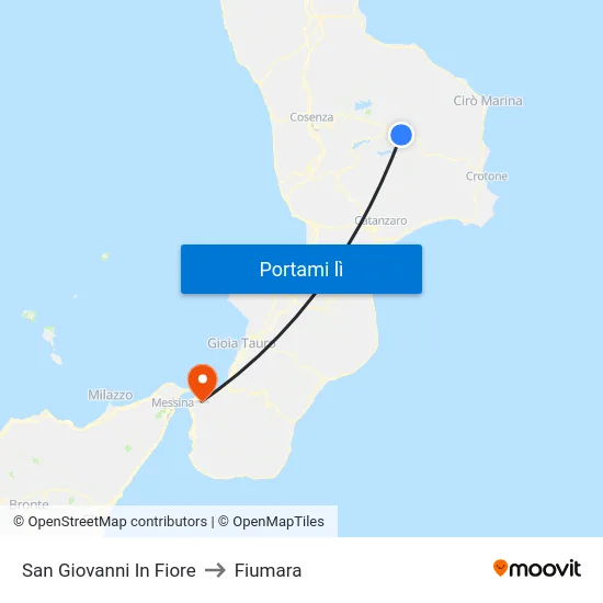 San Giovanni In Fiore to Fiumara map