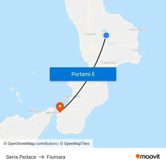 Serra Pedace to Fiumara map
