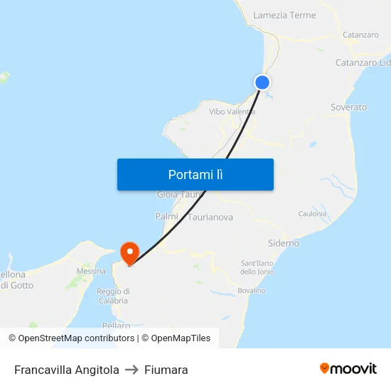 Francavilla Angitola to Fiumara map