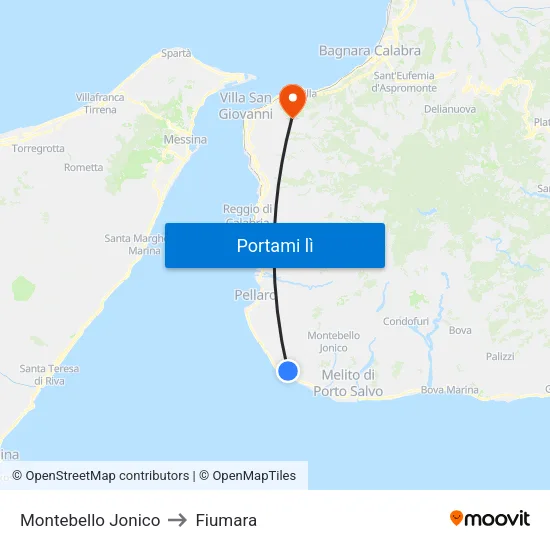 Montebello Jonico to Fiumara map