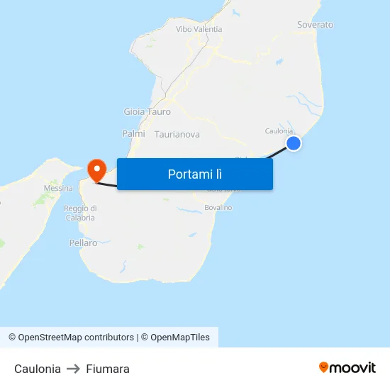 Caulonia to Fiumara map