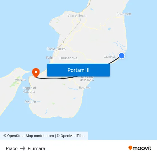 Riace to Fiumara map