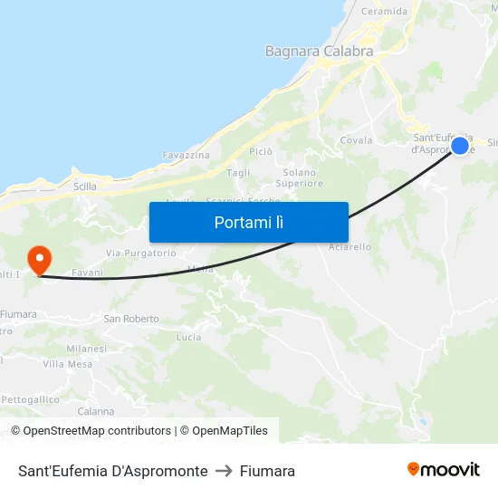 Sant'Eufemia D'Aspromonte to Fiumara map
