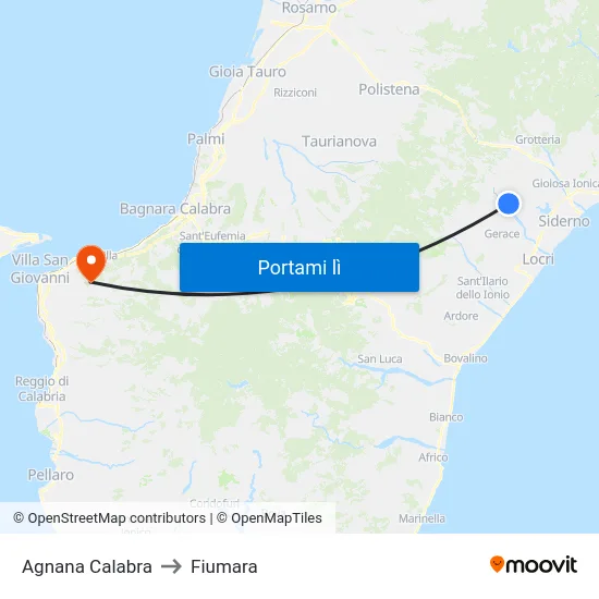 Agnana Calabra to Fiumara map