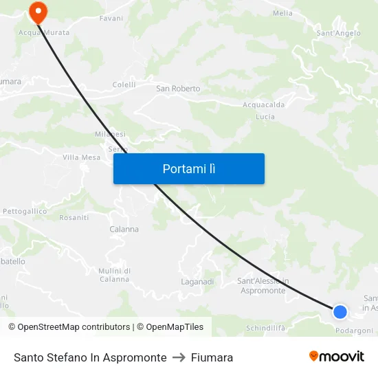 Santo Stefano In Aspromonte to Fiumara map