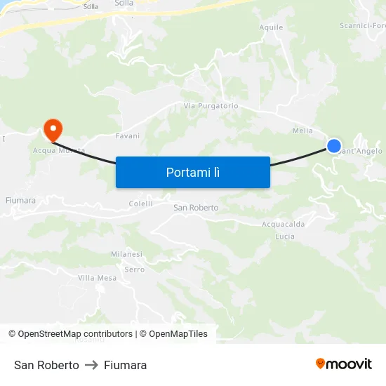San Roberto to Fiumara map