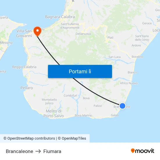 Brancaleone to Fiumara map