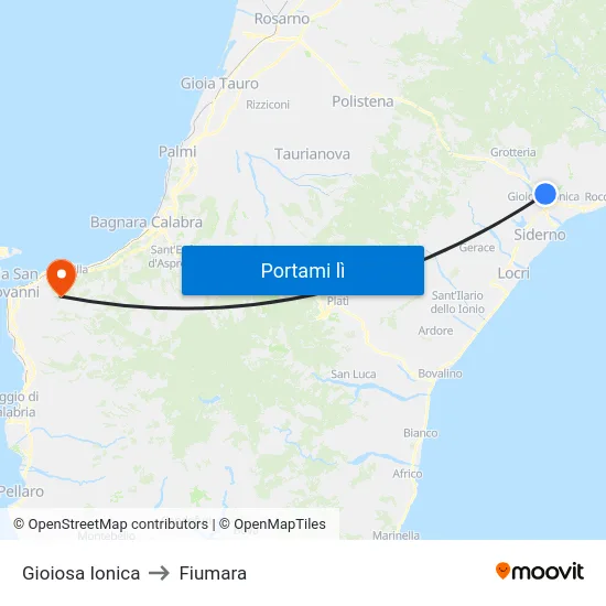 Gioiosa Ionica to Fiumara map