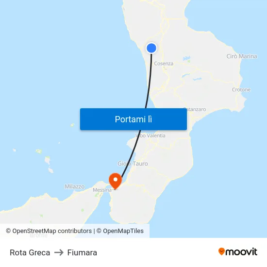 Rota Greca to Fiumara map