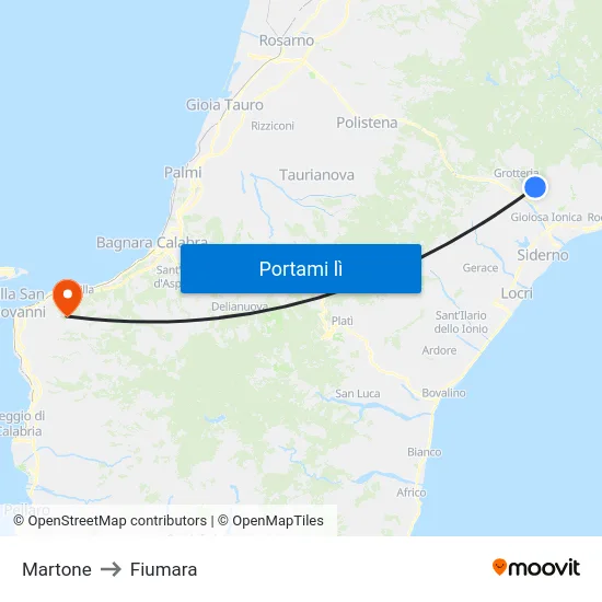 Martone to Fiumara map