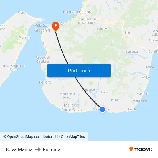 Bova Marina to Fiumara map